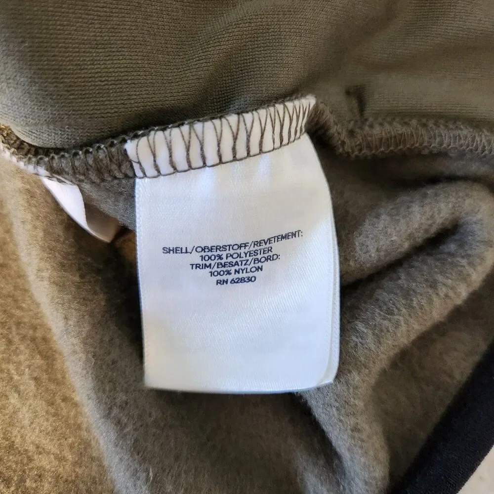 NWT Lands End Mens 1/4 Snap Fleece Pullover Beige & Green Colorblock Pockets XL